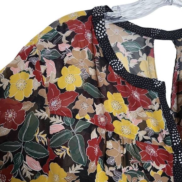 Suzanne Betro Floral Boho Tunic Bell Sleeves Blouse Top Size 1X - Picture 3 of 9